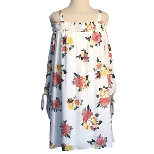 AS U WISH Large Floral‎ Cold Shoulder Fully Lined Dress Summer Romantic Feminine